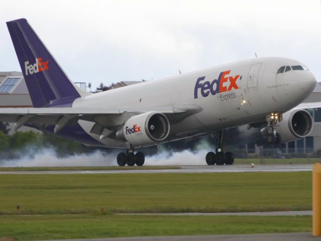 N446FE — - FedEx 152 Heavy landing hard on a damp runway after a night of rain.  Taken Sept 15, 2009