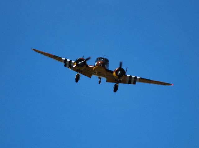 Beechcraft 18 (N70GA) - AMERICAN AIRPOWER HERITAGE FLY MUSEUM on short final for runway 2 at KJQF - 5/25/13