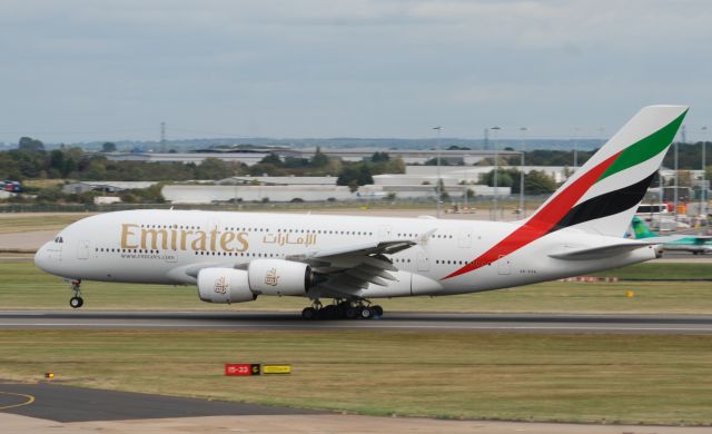 Airbus A380-800 (A6-EVA) - Taken from Freeport Carpark