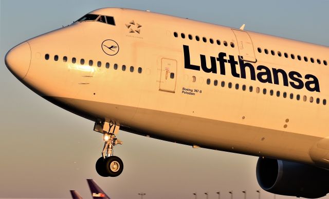 BOEING 747-8 (D-ABYI) - Lufthansa 747-8 departs IAH Airport.  Houston, Tx