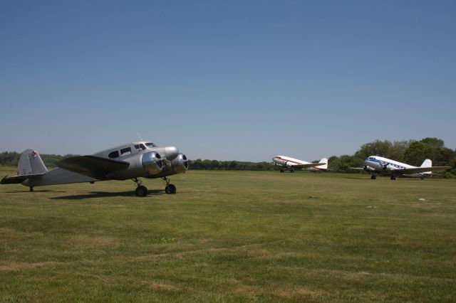 Cessna T-50 Bobcat (N60010) - Private Cessna UC-78 (T-50) Bobcat (N60010) at Cape Cod Airfield (2B1) on June 6, 2021 with the DC 3's in back. The plane was operated by Air Ads Inc. based in Standish, ME. It may now be privately owned and based at Cape Cod Airfield. This aircraft was originally built in 1943, and at that time these aircraft were used by USAAF for light transport use as well other training including for multi engine.