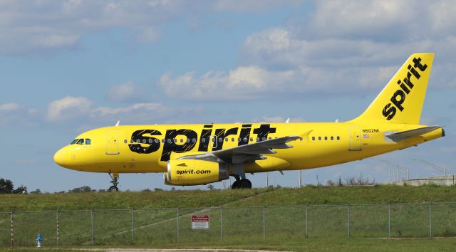 Airbus A319 (N502NK) - 10/08/22 Spirit taxis in on Juliet from Rwy 35R