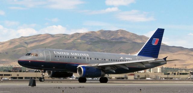 Airbus A319 (N849UA) - Flashback Photo: Taken on Aug 8, 2008 (Eleven and one-half years ago).br /There are some FA viewers who are not too pleased with the newest United Airlines livery; other viewers are OK with it. Here is a photo snapped just under a dozen years ago showing N849UA on Runway 16L. This was taken when UA was transitioning from this livery to the Blue Tulip livery.  Then, several years later, when United bought out Continental and the two carriers merged, the Blue Tulip livery was discontinued.