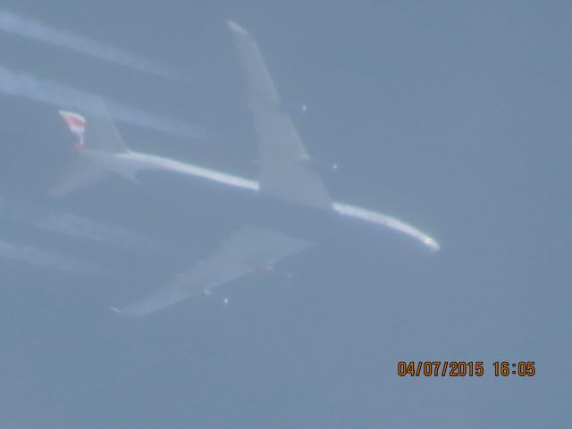 Boeing 747-400 (G-CIVC) - British Airways flight 242 from LHR to MEX over Southeastern Kansas at 38,000 feet.