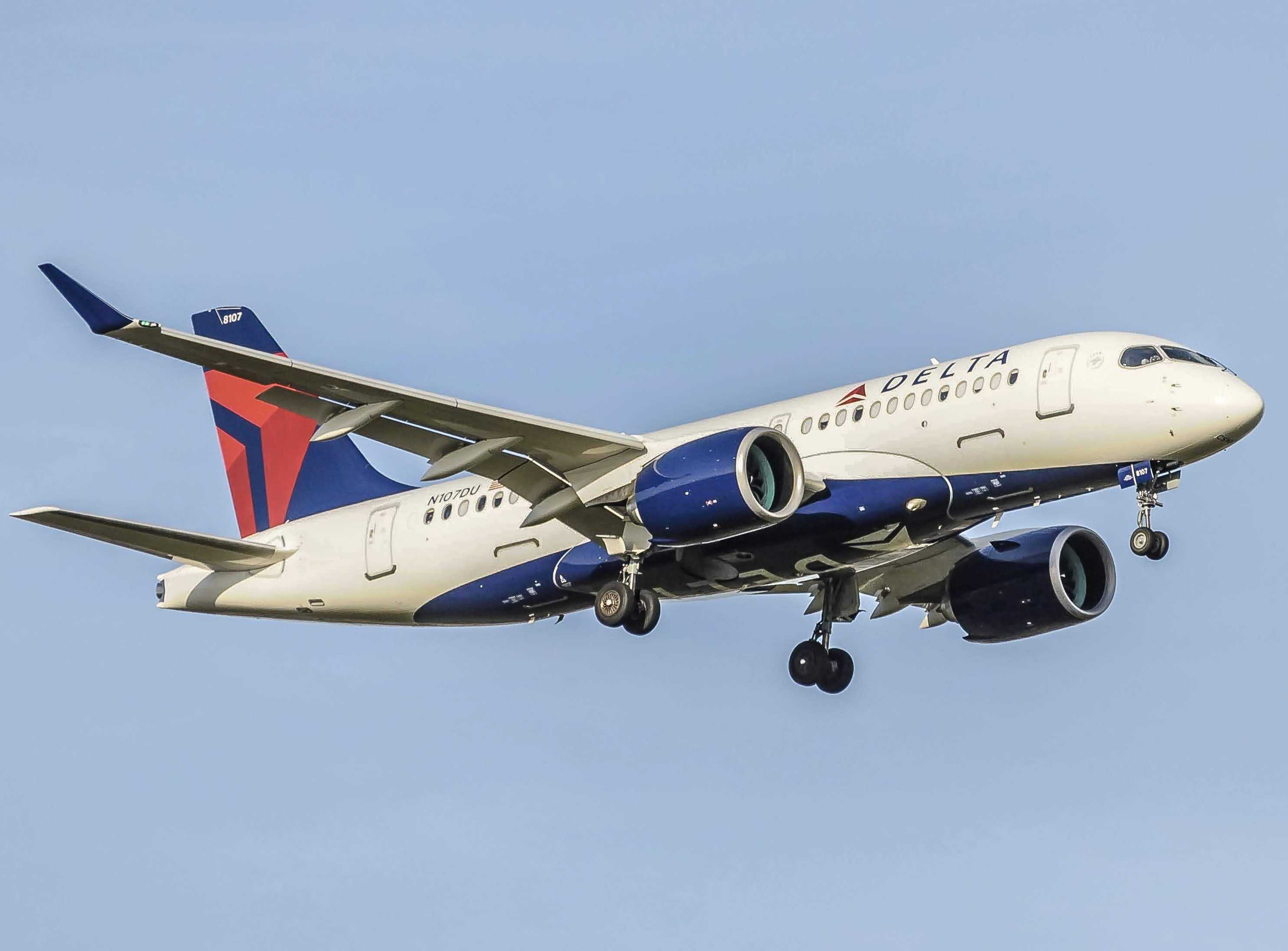 Airbus A220-100 (N107DU) - Delta 1640 landing 22R at DTW after its flight from DFW. br /br /5/5/2019