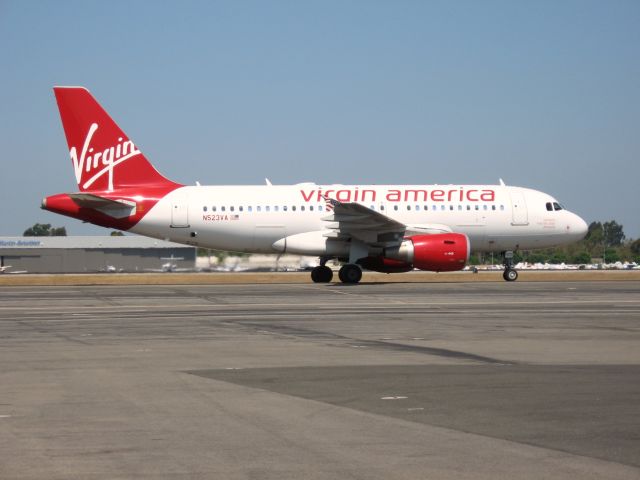 Airbus A319 (N523VA) - Taxiing to gate after landing