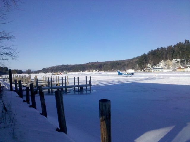 Cessna Skylane (N197F) - Landing on the ice in Alton Bay, NH