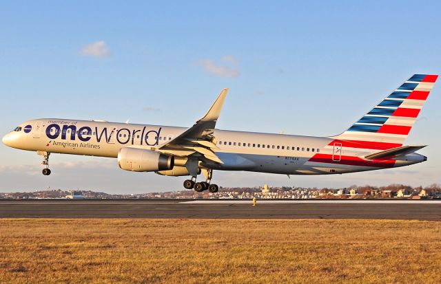 Boeing 757-200 (N174AA) - AA OneWorld special livery landing RWY27 @ KBOS Logan