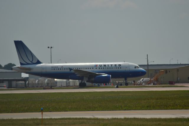 Airbus A319 (N849UA) - Heading for main terminal KFSD after arriving - 6-25-2012