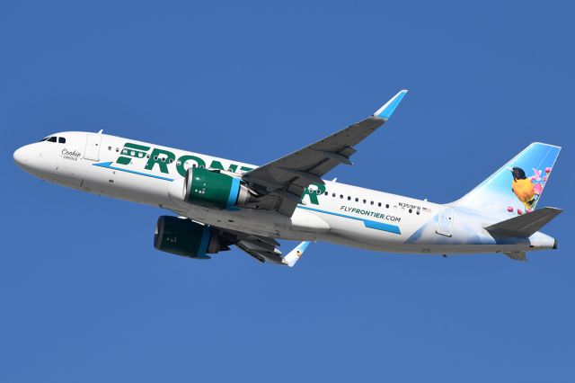 Airbus A320neo (N359FR) - Takes off. 