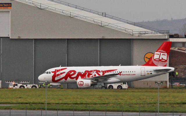 Airbus A319 (EC-HKO) - ernest (ex-iberia) a319 ec-hko after painting at shannon 8/11/16.