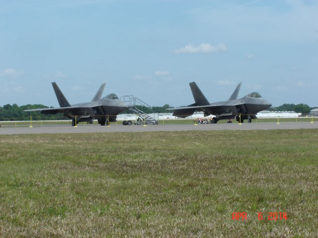 Lockheed F-22 Raptor (05-4107) - F22 Raptor BuNos 05-4099 C/N 645-4099 and 05-4107 C/N 645-4107 at KLAL Sun n Fun 2014