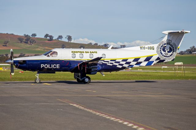 Pilatus PC-12 (VH-HIG) - South Australia Police (VH-HIG) Pilatus PC-12-47E parked at Wagga Wagga Airport