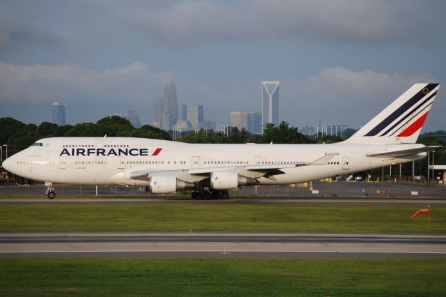 Boeing 747-400 (F-GITH) - Taxiing to 18C after a 2-hour wait on the ramp, having been diverted due to storms in route to KATL - 7/18/15