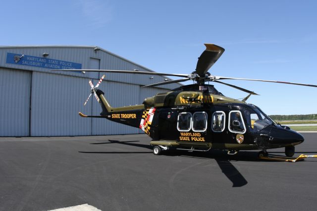 BELL-AGUSTA AB-139 (N387MD) - May 1, 2021 - parked in front of Trooper 4 base hangar in Salisbury 