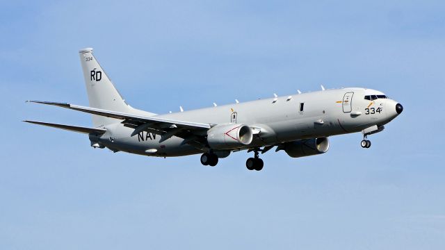 Boeing P-8 Poseidon (16-9334) - A U.S. NAVY Boeing P-8A Poseidon with VP-47 based at Naval Air Station Whidbey Island, WA doing pattern work at KPAE Rwy 16R on 2.21.20. (B737-8FV / code RD-334 / ser #169334 / ln 6440 / cn 63181).