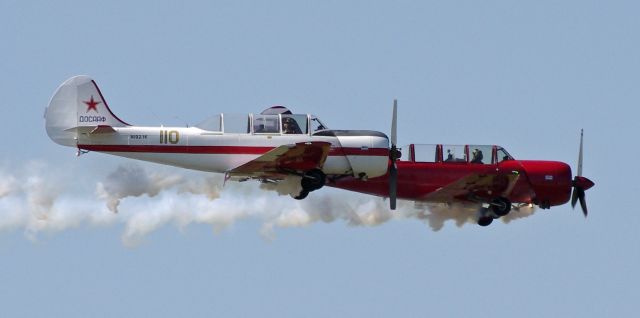 YAKOVLEV Yak-52 (N1106P) - MCGUIRE AIR FORCE BASE-WRIGHTSTOWN, NEW JERSEY,USA-MAY 11, 2014: Seen by RF performing at the Base's 2014 Open House and Air Show, were the two Yak-52s.