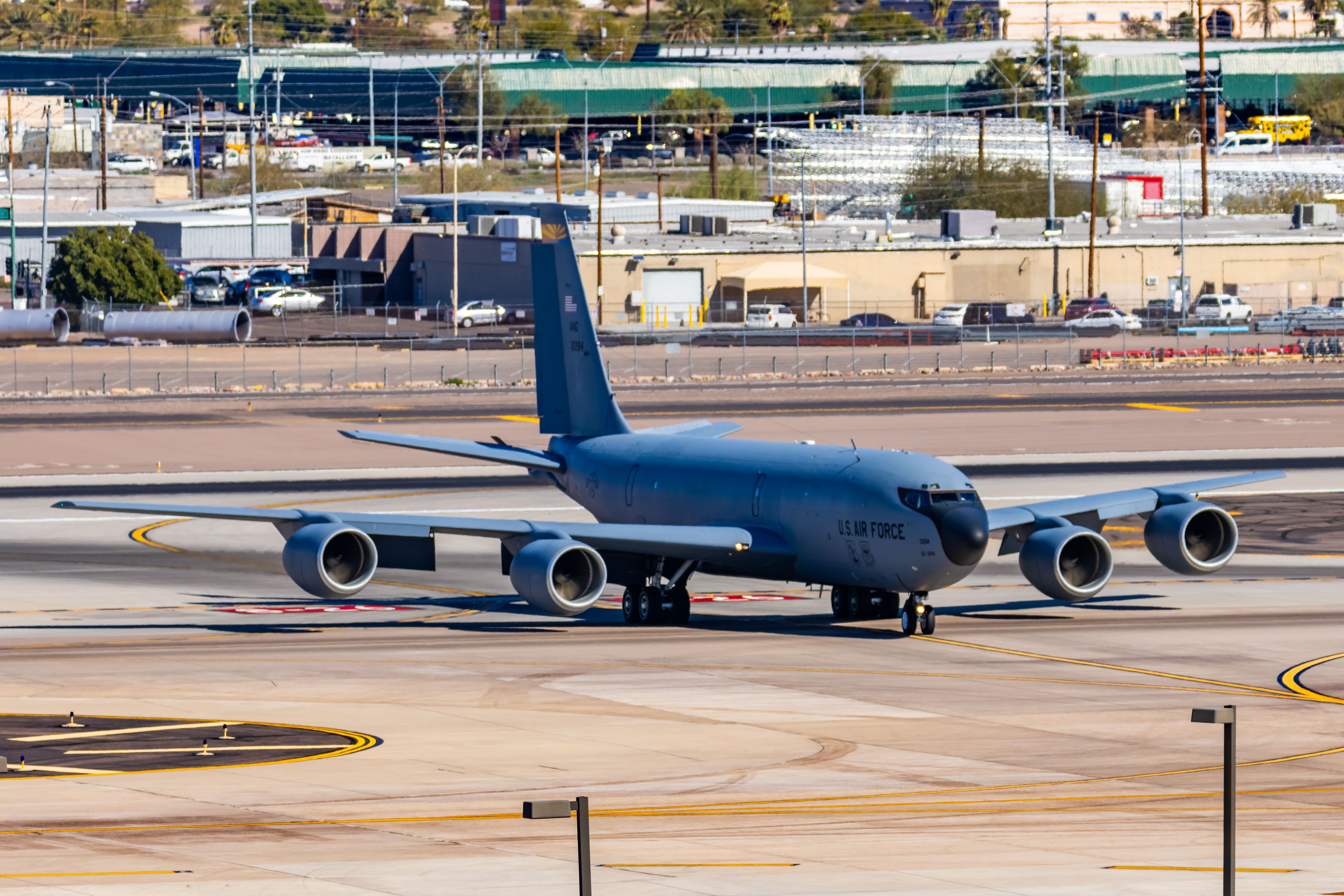 Boeing C-135FR Stratotanker — - A KC135 taxiing at PHX on 2/10/23 during the Super Bowl rush. Taken with a Canon R7 and Canon EF 100-400 II L lens.