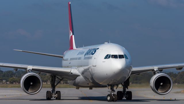 Airbus A330-300 (VH-QPC) - First wide-bodied passenger jet to Busselton after airport upgrades. On charter to the Margaret River Pro Surfing Tour. Flying direct from Sydney.