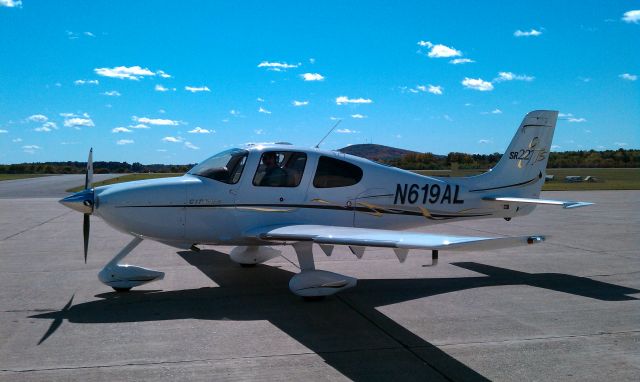 Cirrus SR-22 (N619AL) - Aircraft taxing out from Wausau Downtown Airport, WI, 9/30/2010