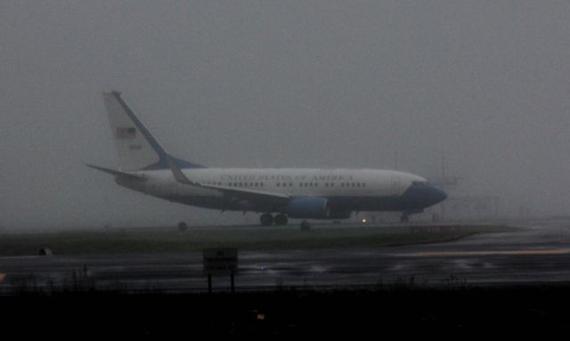 Boeing 737-700 (01-0041) - Arriving on yet another rainy/foggy day