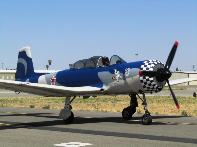 NANCHANG PT-6 (N427KC) - 1985 Nanchang CJ-6A taxiing to display area, Fullerton Airport Day, 5.13.2017