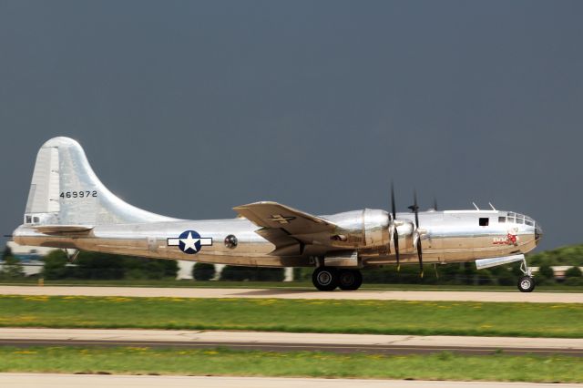 Boeing B-29 Superfortress (N69972) - The skies opening up during Docs impressive show at Oshkosh 2018. 