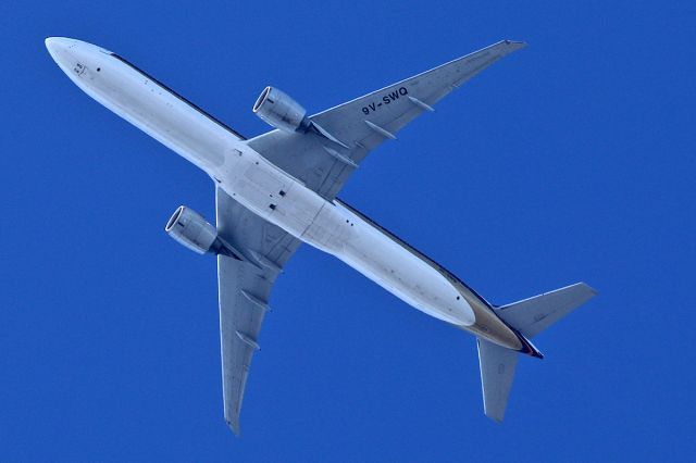 BOEING 777-300ER (9V-SWQ) - Flying over Malibu Creek State Park in Los Angeles County, California. 