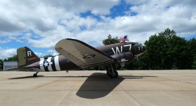 Douglas DC-3 (N345AB) - Shown from the Spring of 2022 is a 1941 Douglas DC3C/C-47A Skytrain/Dakota. This aircraft is a veteran of the D-Day invasion of World War II that supported Paratroop deployment.