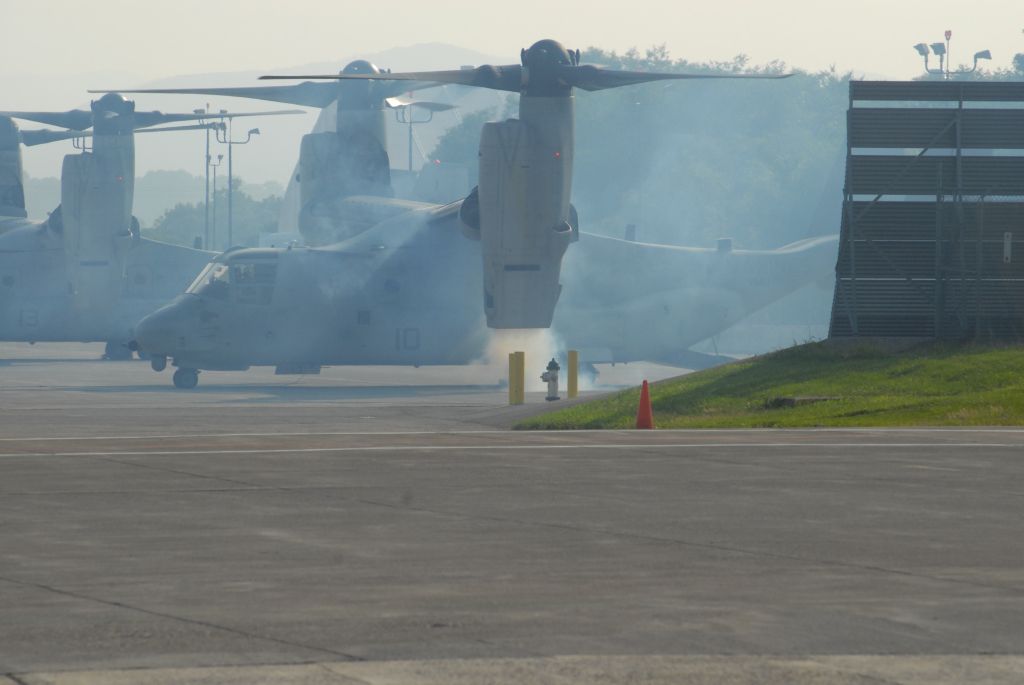 Bell V-22 Osprey — - #2 Engine starting, #1 already started.