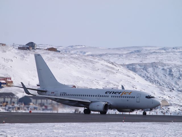 Boeing 737-700 (C-FENJ) - The jet was preparing to take off on runway 36, en route from Calgary to Fairbanks.