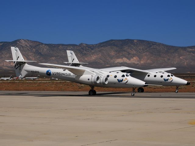 Scaled Composites White Knight 2 (N348MS) - Scaled Composites WhiteKnight 2 taxiis for takeoff at Mojave