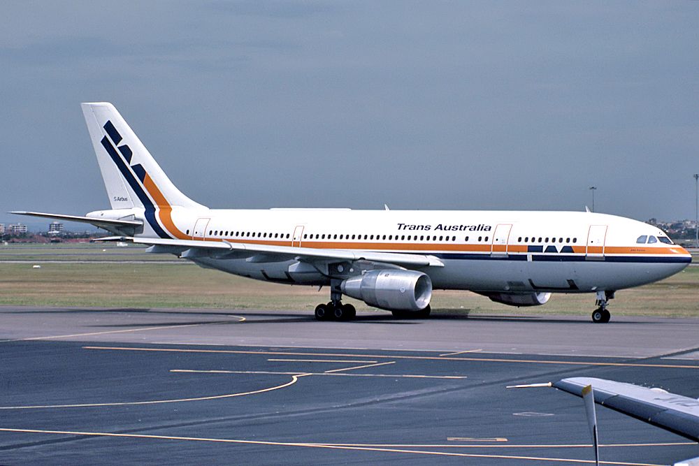 VH-TAC — - TRANS AUSTRALIA AIRLINES - AIRBUS A300-B4-203 - REG : VH-TAC (CN 157) - KINGSFORD SMITH SYDNEY NSW. AUSTRALIA - YSSY 17/3/1982 35MM SLIDE CONVERSION USING A LIGHTBOX AND A NIKON L810 CAMERA IN THE MACRO MODE.
