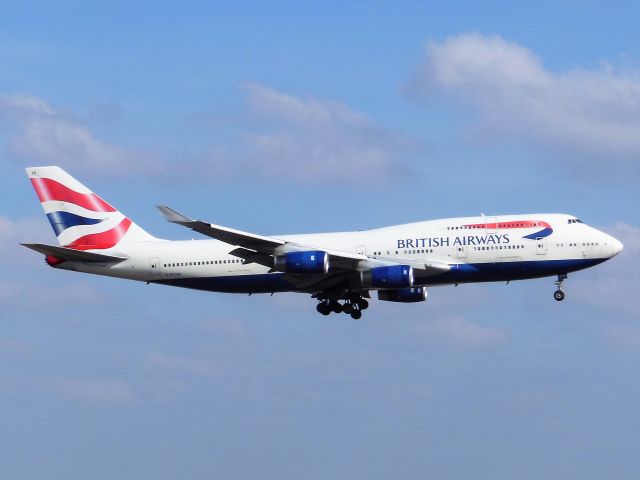 Boeing 747-400 (G-BYGB) - British Airways (BA) G-BYGB B747-436 [cn28856]br /Dallas Fort Worth (DFW). British Airways flight BA193 arriving from London Heathrow (LHR). br /Taken from Founders Plaza Observation Area, North Airfield Drivebr /2014 02 16  a rel=nofollow href=http://alphayankee.smugmug.com/Airlines-and-Airliners-Portfolio/Airlines/EuropeanAirlines/British-Airways-BA/https://alphayankee.smugmug.com/Airlines-and-Airliners-Portfolio/Airlines/EuropeanAirlines/British-Airways-BA//a