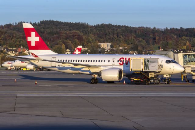 Airbus A220-100 (HB-JBE) - 30th Oct., 2020: Launched by Bombardier Aerospace as the Bombardier C-Series; the aircraft was rebranded as the A220 after Airbus acquired 50.01% of the program in July 2018; by February 2020, Airbus increased its share to 75% as Bombardier exited the program, while the Canadian government held the remaining 25%. Swiss Air fleet has 29 A220 (both 100 and 300 variants) aircraft. (See http://www.planexplorer.net/Xploregallery/displayimage.php?pid=1719 )