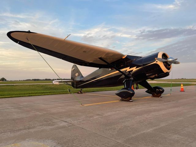 N69993 — - Stinson V-77 Gullwing tied down at Quincy, IL (UIN) 