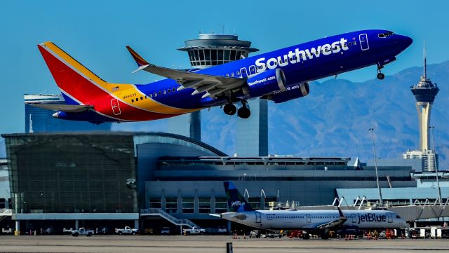 Boeing 737 MAX 8 (N8843S) - N8843S Southwest Airlines Boeing 737-8 MAX s/n 67491 - Harry Reid International Airport KLASbr /Photo: TDelCorobr /September 7, 2023