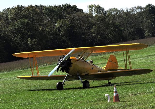 NAVAL AIRCRAFT FACTORY N3N (N42745) - This 1941 Bi Plane just landed on its grass runway, summer 2018.