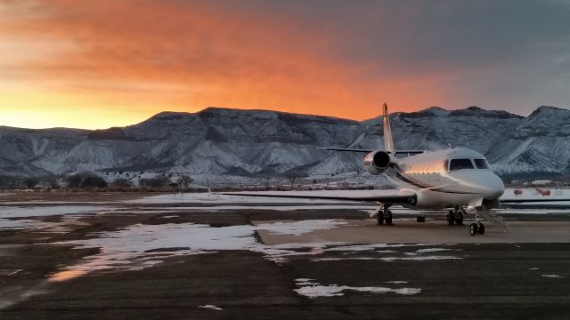 IAI Gulfstream G100 (N415BS) - Brisk morning in Cortez, CO waiting to reposition to Aspen. Just another day in paradise!