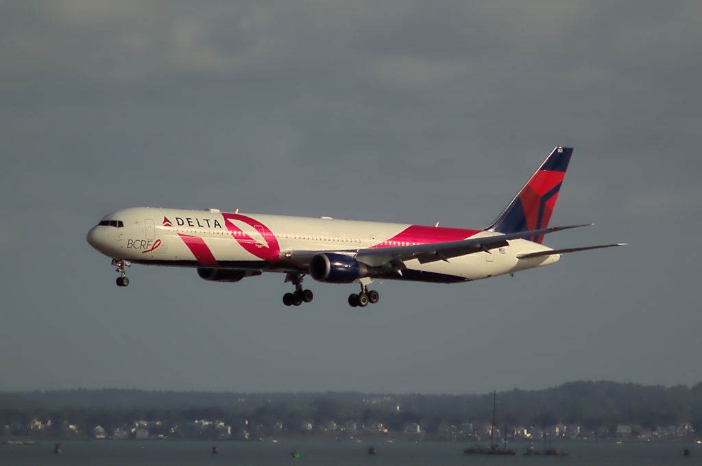 BOEING 767-400 (N845MH) - Deltas newly painted Breast Cancer Research Foundation B764 BOS arrival.