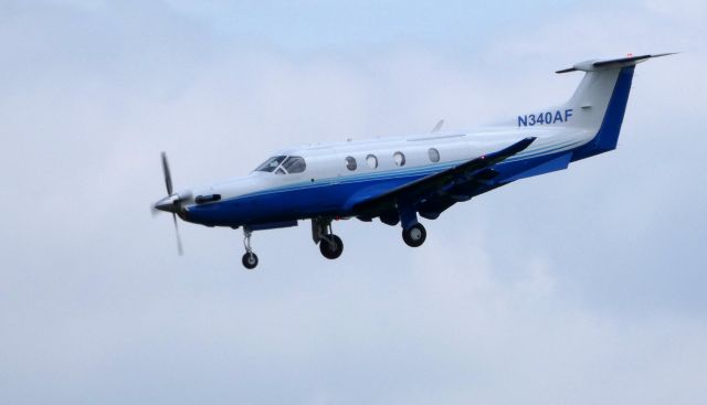 Pilatus PC-12 (N340AF) - On final is this 2012 Pilatus PC-12/47E in the Spring of 2019.