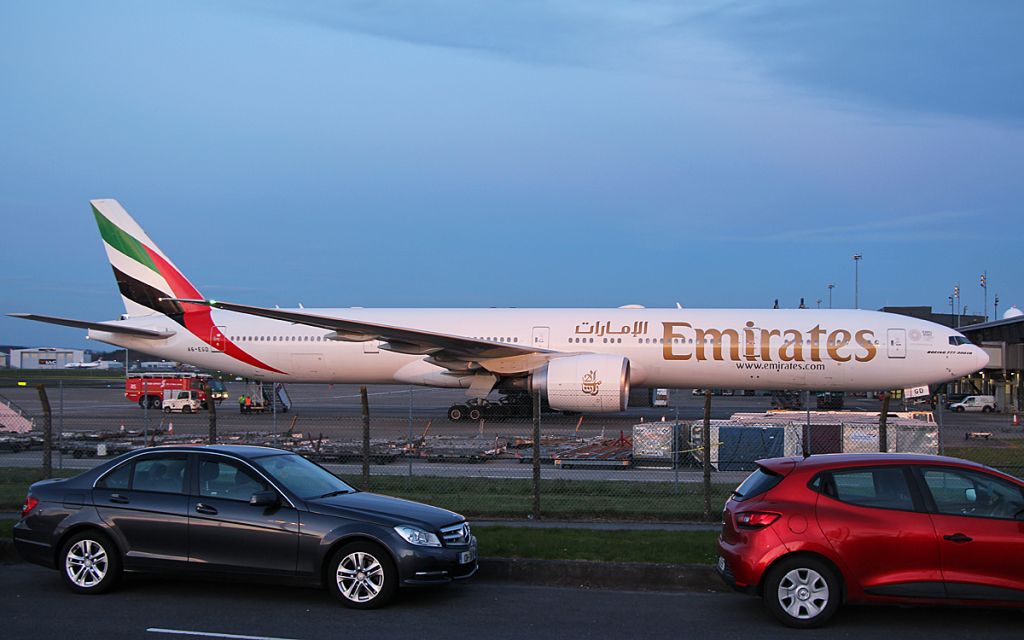 BOEING 777-300 (A6-EGD) - emirates b777-31h(er) a6-egd diverted to shannon for fuel while routing dubai to dublin 8/4/19.