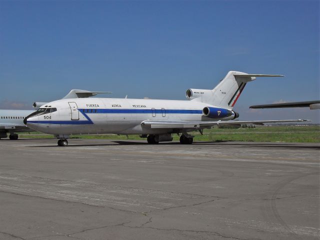 Boeing 727-100 (FAM3504) - Mexican Air Force´s Boeing 727-14(F) FAM-3504 MSN 18909 a 56-year-old passenger plane converted to cargo configuration was built in 1965 for Pacific Southwest Airlines (PSA) as N971PS. The plane also later in 1969 flew for Mexicana as XA-SEU. In Sep 1981 the Mexican Air Force (FAM) took the plane as TP-10504/ XC-FAZ and converted to 14F. This plane flew for EA-502 Transport Squadron and retire from service in 2015 (Photo Jun 14th 2009).