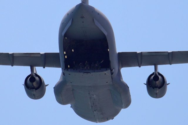 Boeing Globemaster III (97-0041) - Hope you all had a wonderful Independence Day. This Boeing C-17 Globemaster III flew down the coastline over Ocean Isle Beach, NC as part of Salute from the Shore. TURTLE4, (97-0041) from Joint-Base Charleston and a pair of F-16’s from Shaw AFB flew low over the North & South Carolina coastline yesterday afternoon.Take a good look and you’ll see some of the crew waving from the cargo ramp.