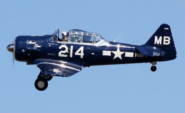 North American T-6 Texan (N214MB) - Aug. 11, 2012 - SNJ/AT-6 N214MB departing from KDPA