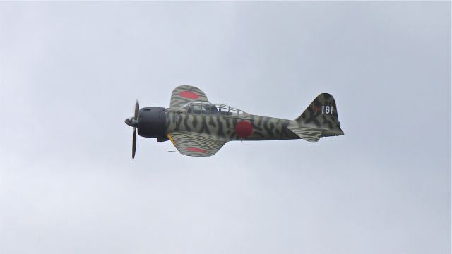 Mitsubishi A6M Zero (N3852) - Flying Heritage Collections Mitsubishi A6M3 ZERO making a fast pass over runway 34L during their Fly Day 6/9/12.