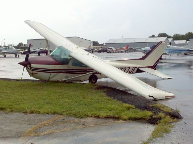 Cessna Skyhawk (N737JF) - Torn from its tiedown by powerful thunderstorm.