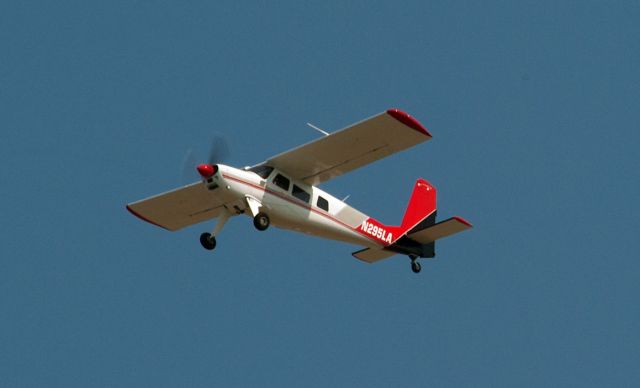 HELIO U-10 Super Courier (N295LA) - Aircraft on left cross wind from 27 at Carson City