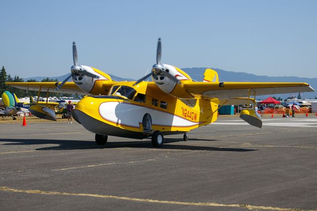 N244GW — - Nice looking Grumman G44A Widegon seen arriving at the 2009 EAA Fly-In.