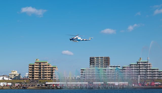 JA99MZ — - 2024 New Year firefighters' event(出初式de zome shiki) in Miyazaki city Miyazaki prefecture JAPANbr /AIR RESCUE TEAM MIYAZAKIbr /NAME:(あおぞら=AOZORA)br /Bell 412EP